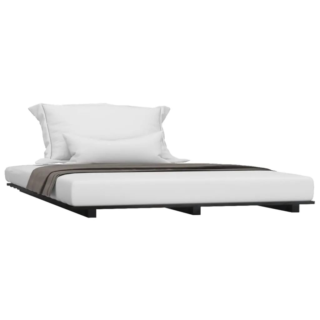 Bed Frame Black 135x190 cm 4FT6 Double Solid Wood Pine