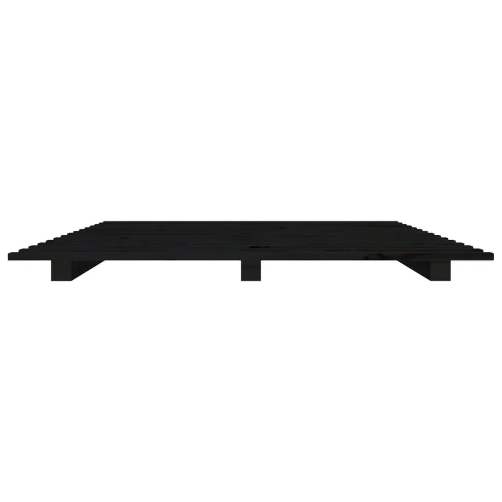 Bed Frame Black 135x190 cm 4FT6 Double Solid Wood Pine