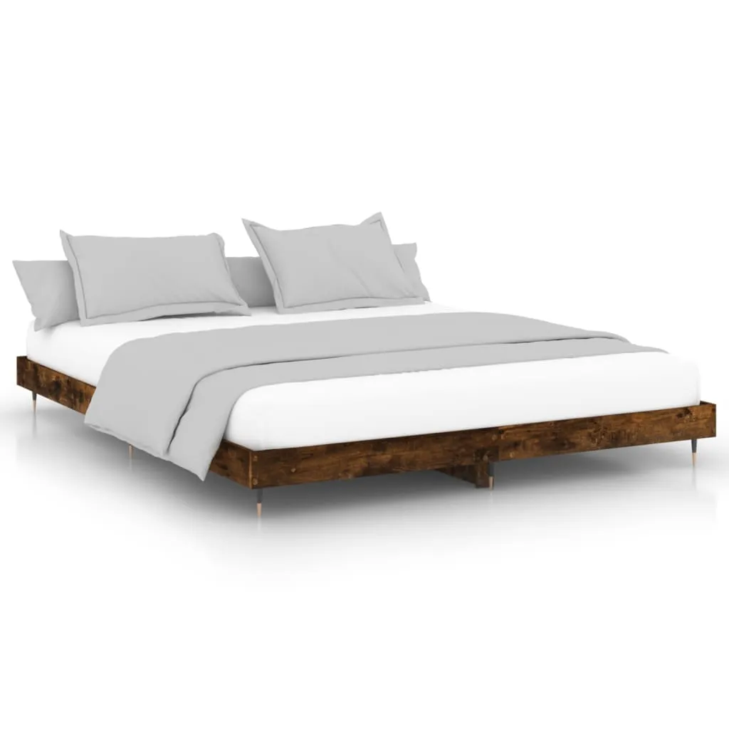 Bed Frame Smoked Oak 140x200 cm Engineered Wood
