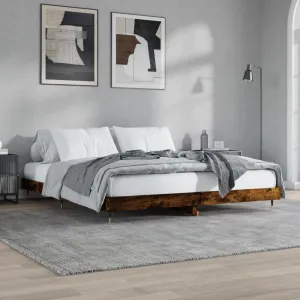 Bed Frame Smoked Oak 140x200 cm Engineered Wood