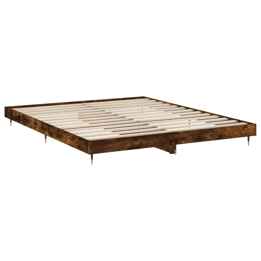 Bed Frame Smoked Oak 140x200 cm Engineered Wood