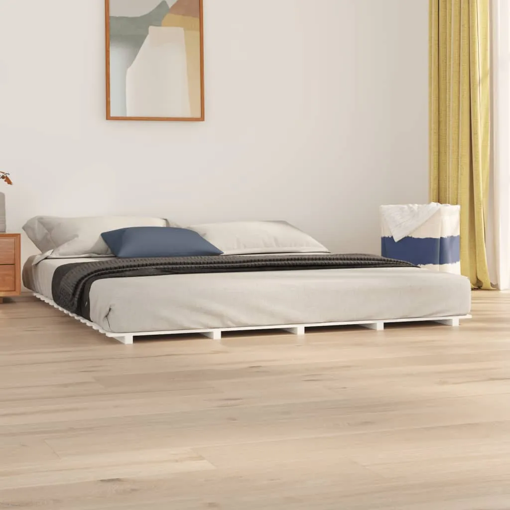 Bed Frame White 180x200 cm 6FT Super King Solid Wood Pine