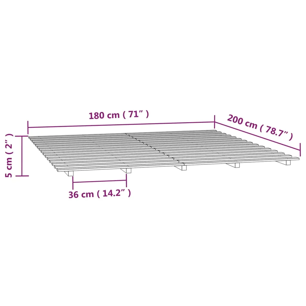 Bed Frame White 180x200 cm 6FT Super King Solid Wood Pine