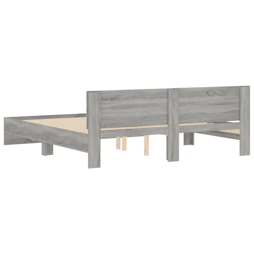Bed Frame with Headboard Grey Sonoma 180x200 cm Super King Size