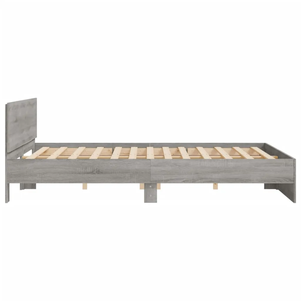 Bed Frame with Headboard Grey Sonoma 180x200 cm Super King Size