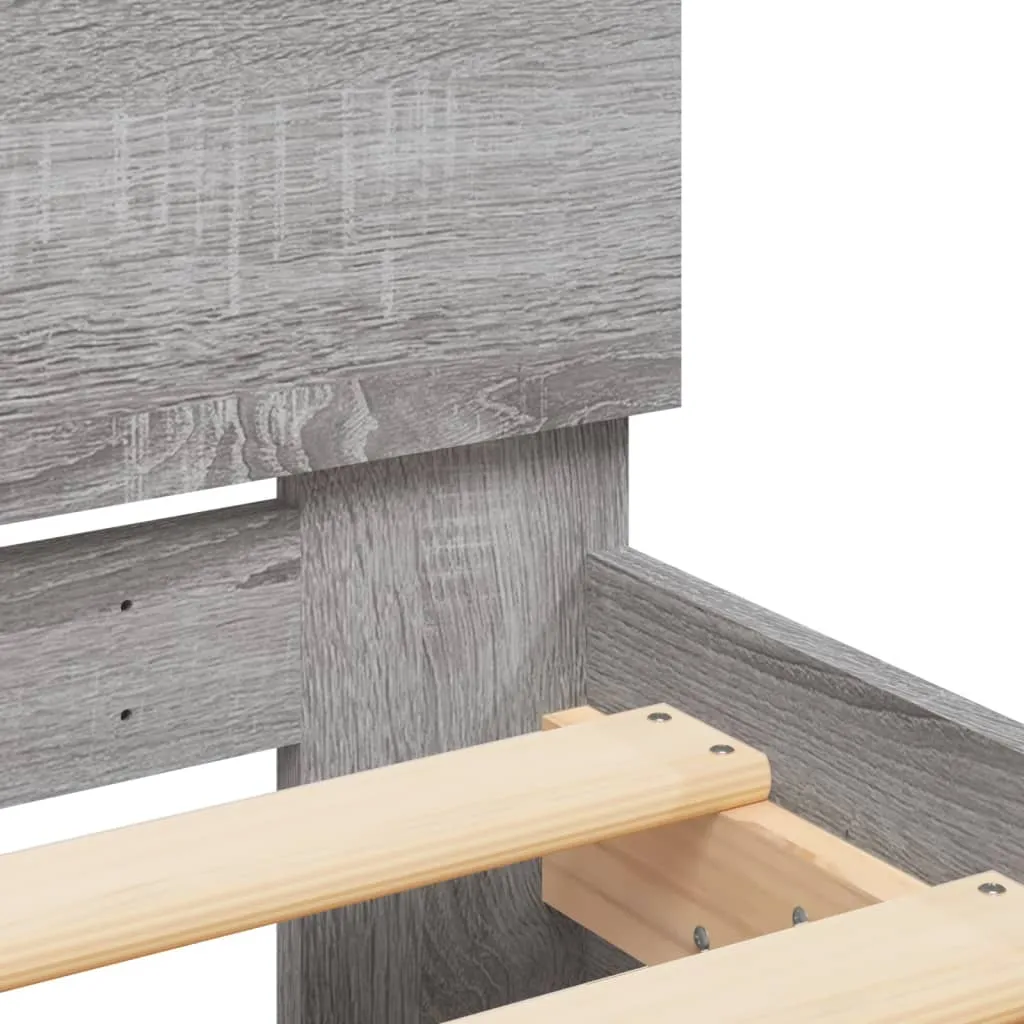 Bed Frame with Headboard Grey Sonoma 180x200 cm Super King Size