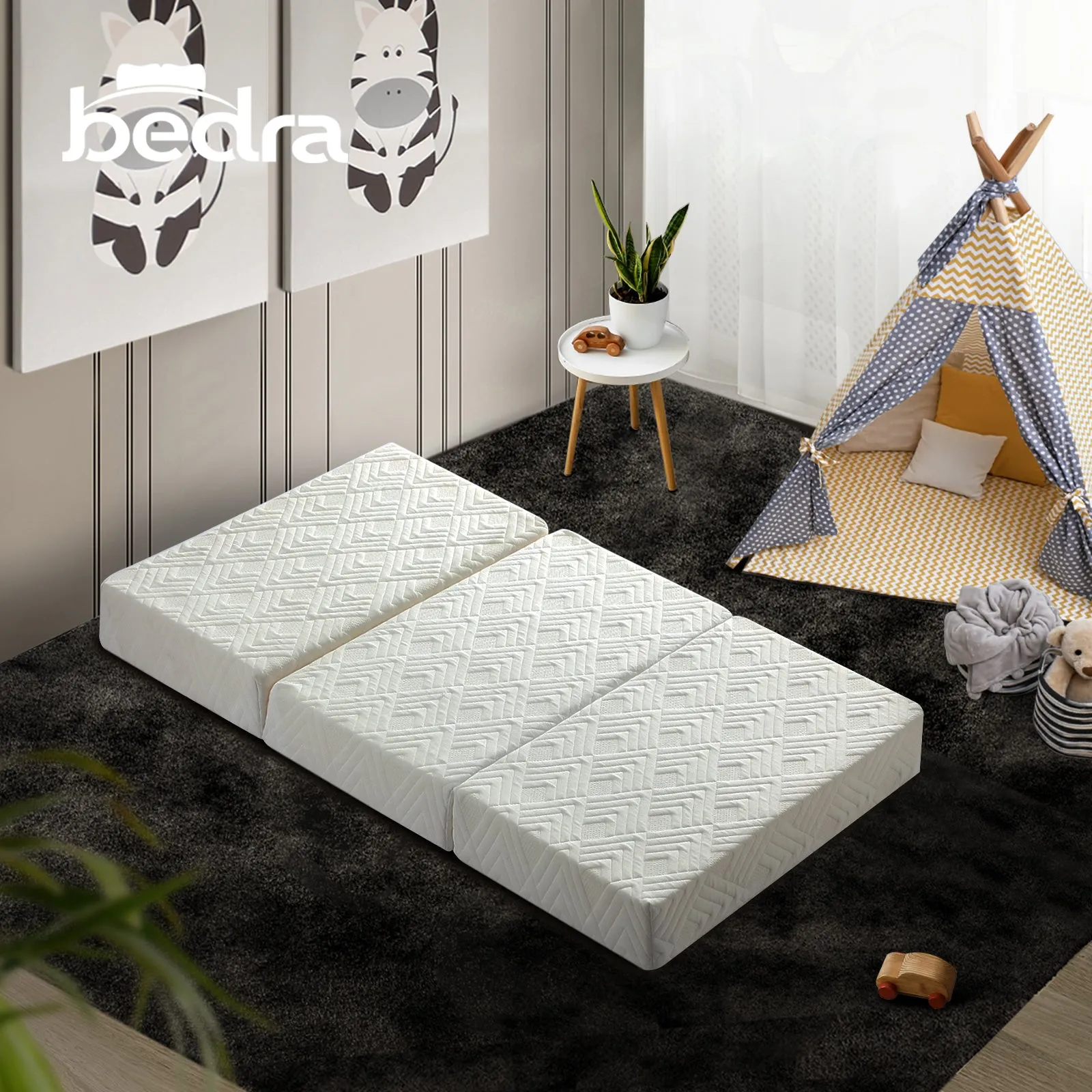Bedra Folding Mattress 3-Fold Foldable Foam Mattresses Baby Cot Bed Mat White