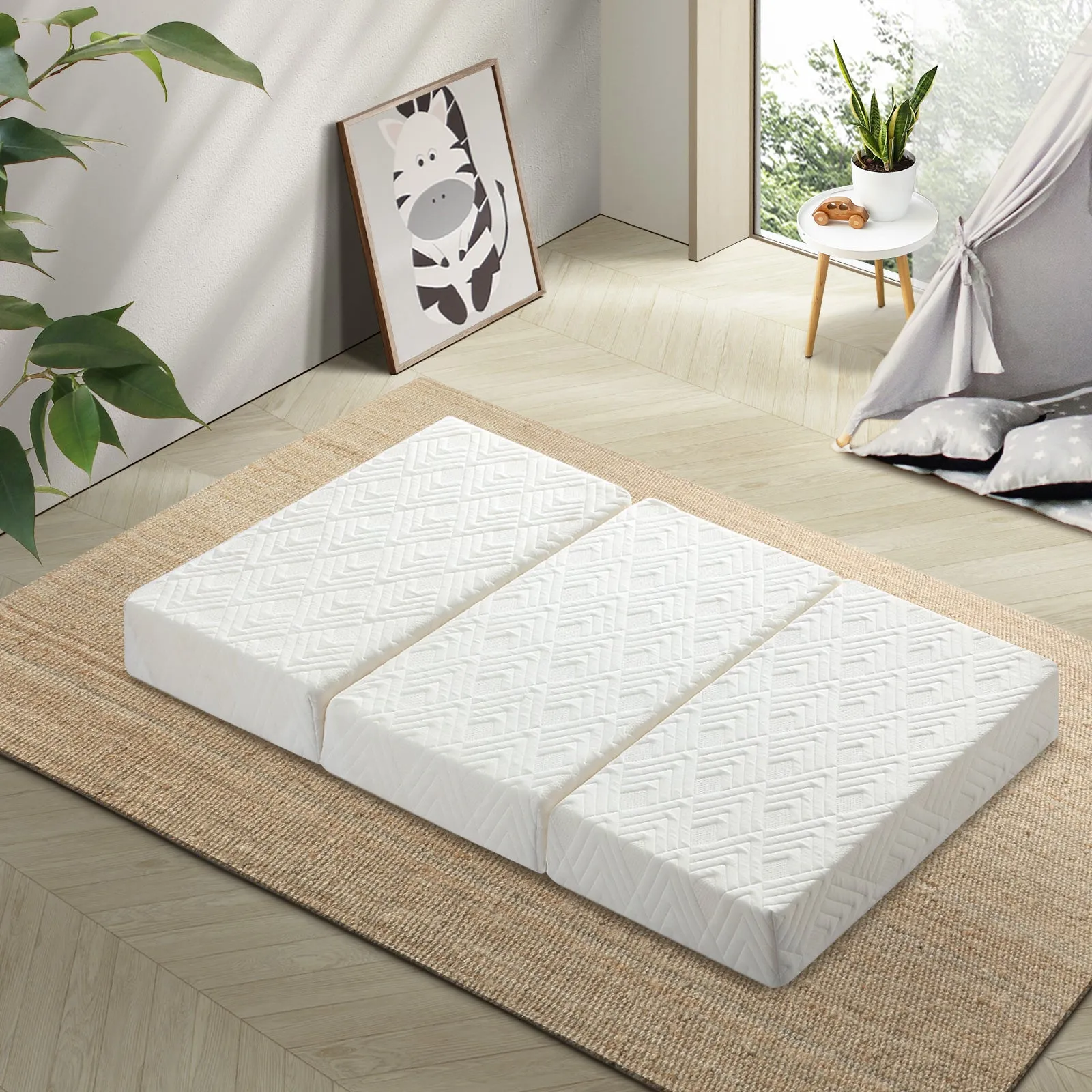 Bedra Folding Mattress 3-Fold Foldable Foam Mattresses Baby Cot Bed Mat White