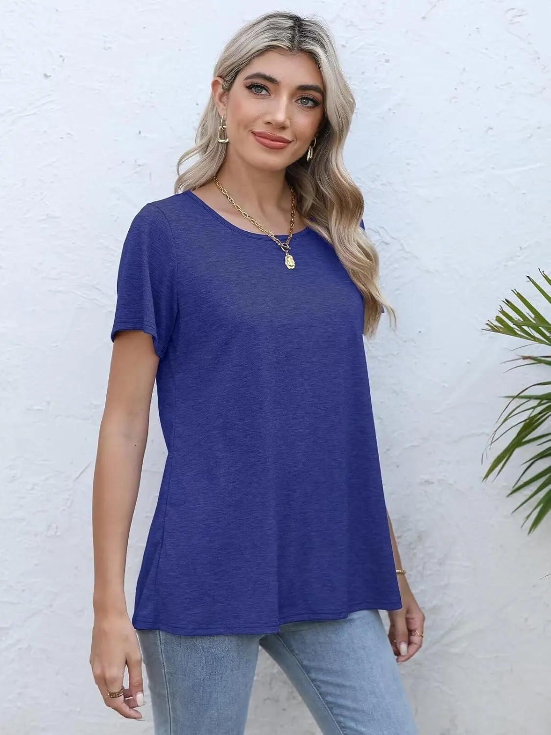 BELAROI Plus Size Womens Tops Summer T Shirts Casual Short Sleeve V Neck Loose Fit Tunics