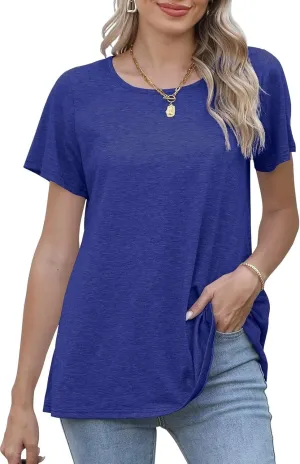 BELAROI Plus Size Womens Tops Summer T Shirts Casual Short Sleeve V Neck Loose Fit Tunics