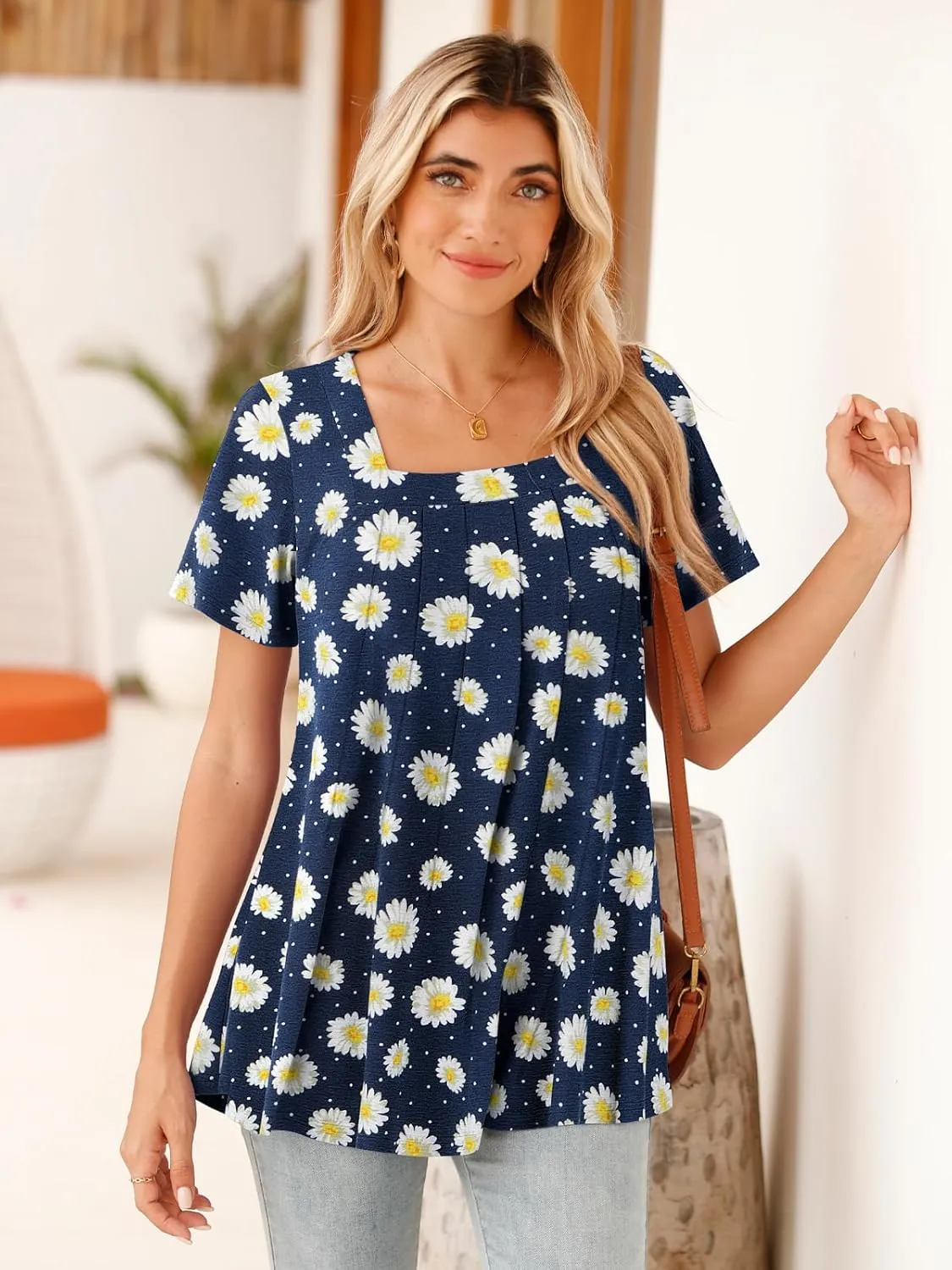 BELAROI Womens Plus Size T Shirts Summer Tops Casual Short Sleeve Square Neck Loose Fit Tunic Blouse