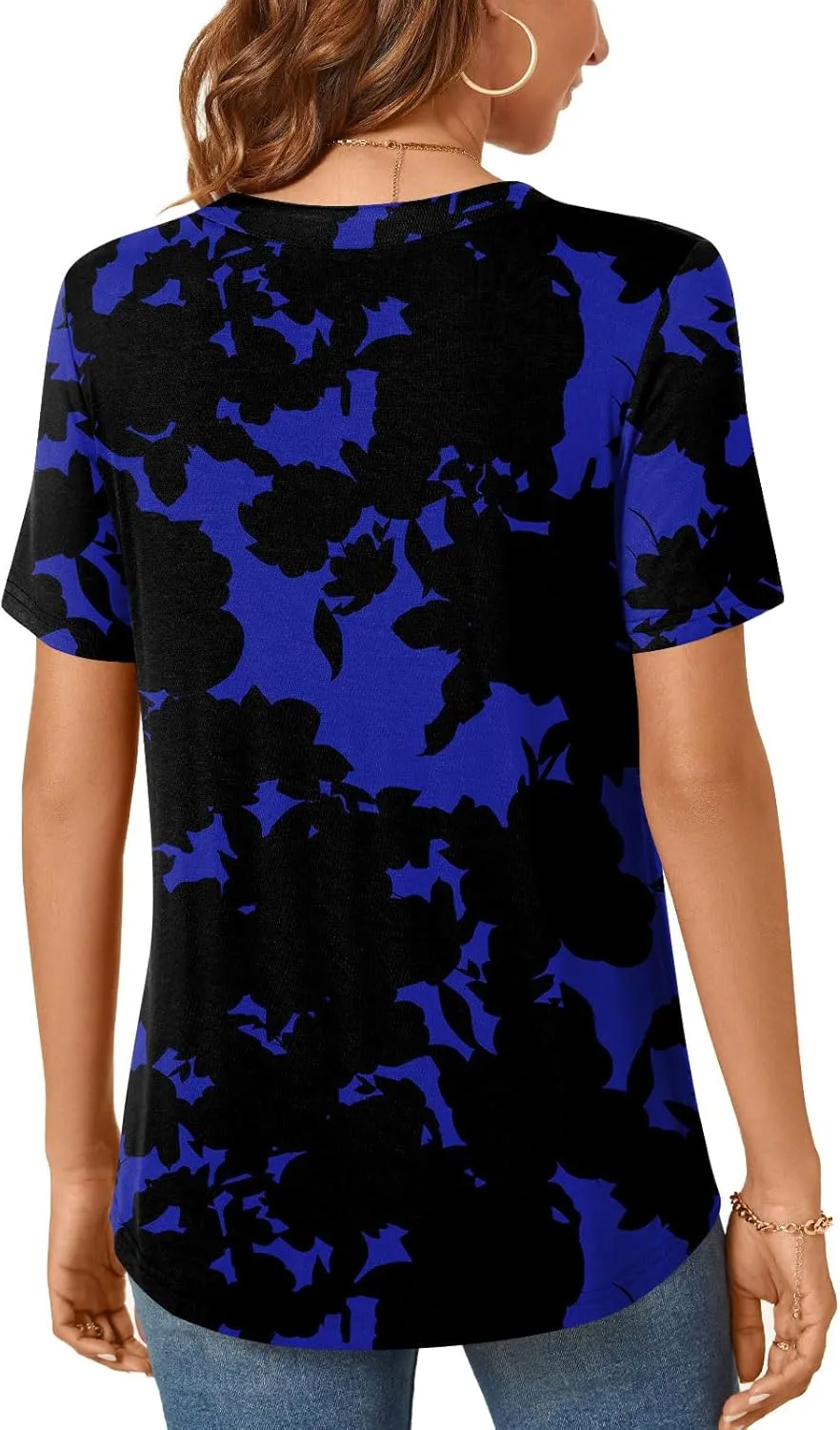 Bestbee Womens Short Sleeve Shirts 2025 Summer Tops Dressy Blouses Casual T-Shirts Notch V Neck Pleated Tunics
