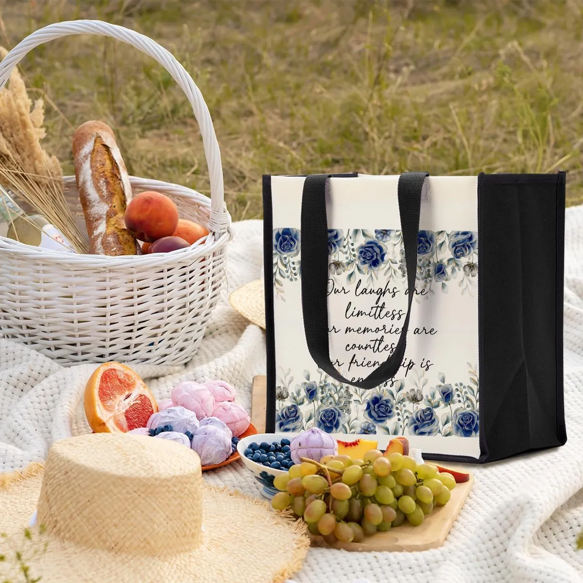Bestie Friendship Gifts for Women, Best Friend Christmas Birthday Gifts, Canvas Tote Bag Reusable Grocery Bags