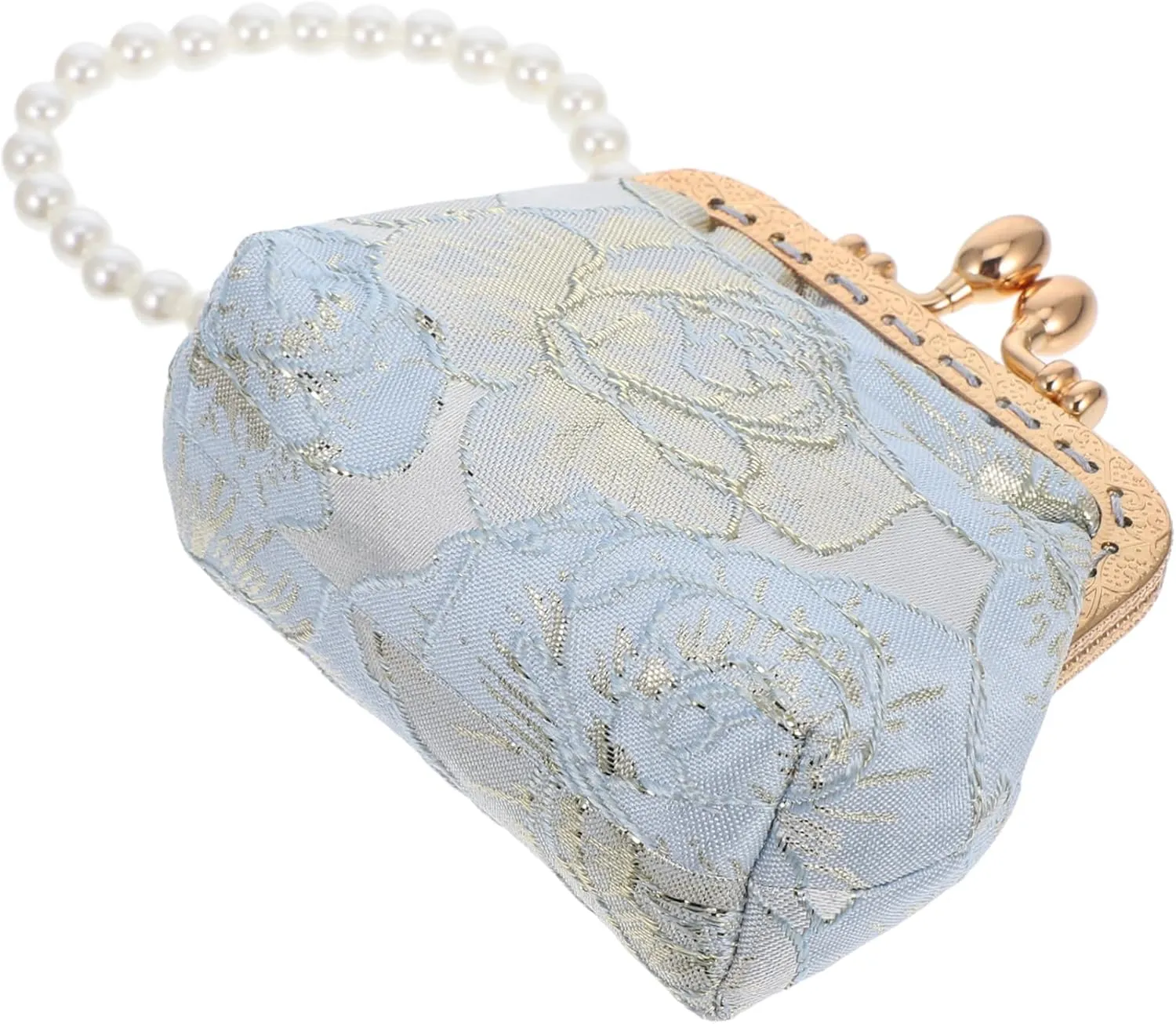 BESTYASH Elegant Wedding Guest Purse Vintage Embroidered Clutch with Pearl Detail for Women Evening Bags