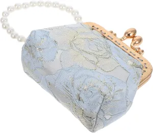 BESTYASH Elegant Wedding Guest Purse Vintage Embroidered Clutch with Pearl Detail for Women Evening Bags