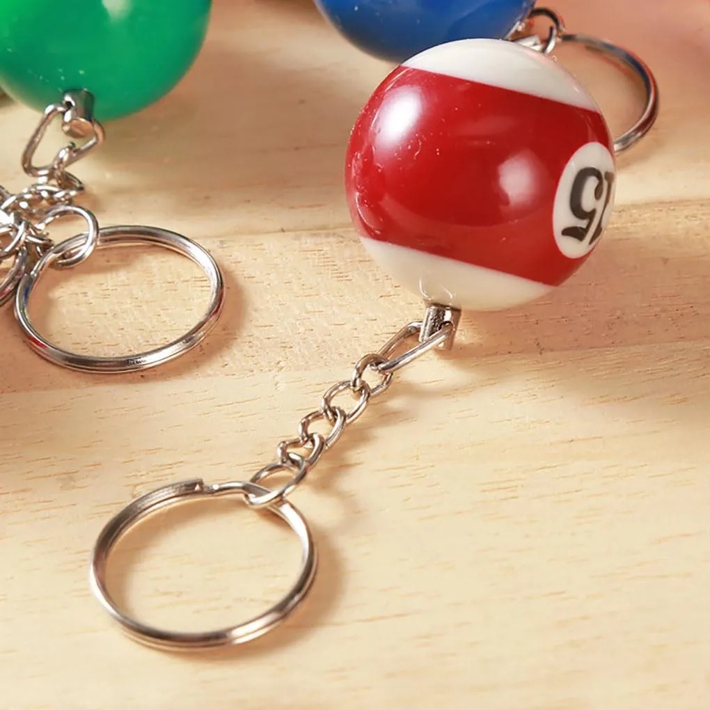Billiard Ball Keychain 1 inch Diameter Pool Ball Keyring Charm Gift for Girls Boys Billiards Lover