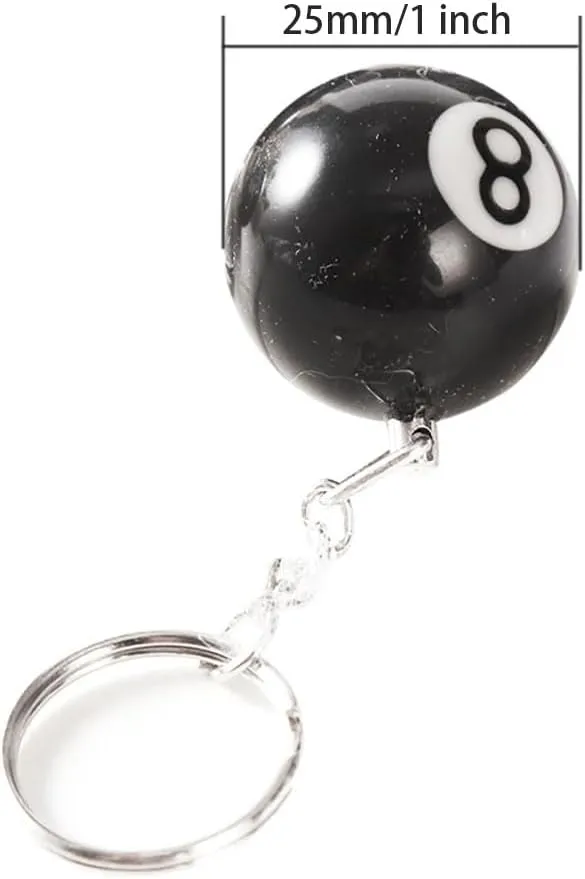 Billiard Ball Keychain 1 inch Diameter Pool Ball Keyring Charm Gift for Girls Boys Billiards Lover
