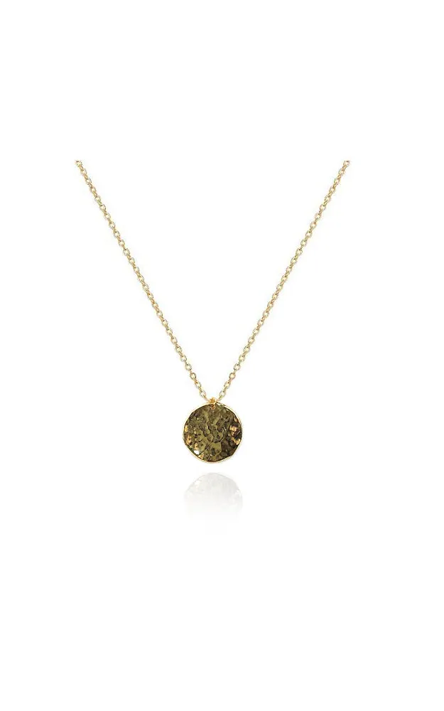 BJNA027GD Gold "Ripple" Disk Pendant Necklace