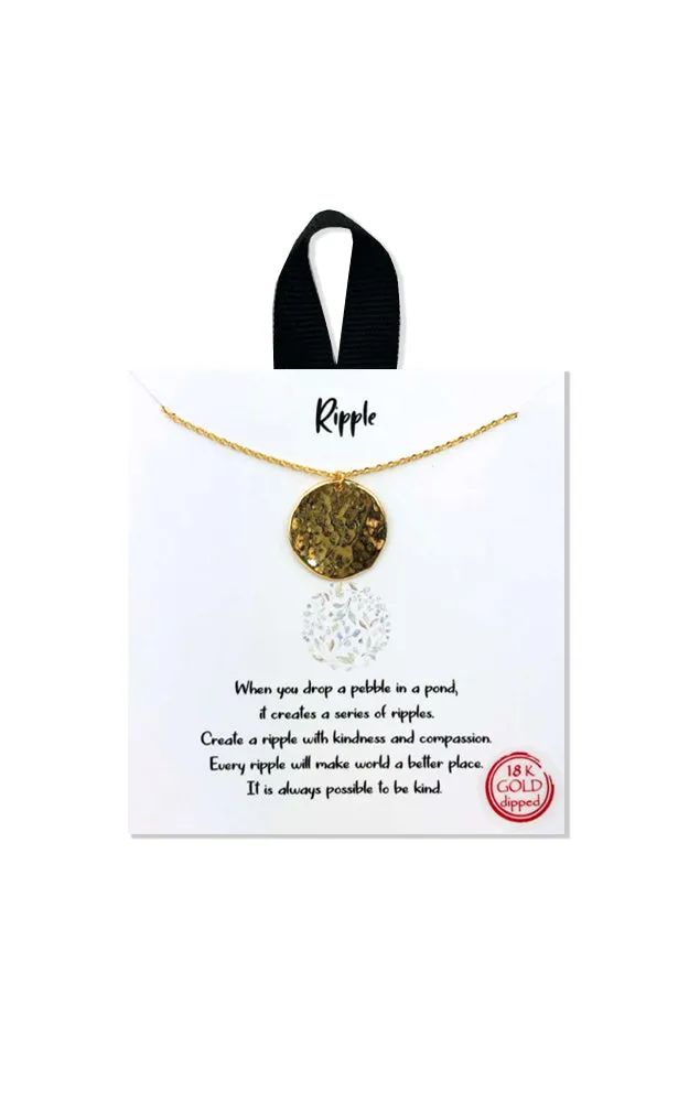 BJNA027GD Gold "Ripple" Disk Pendant Necklace