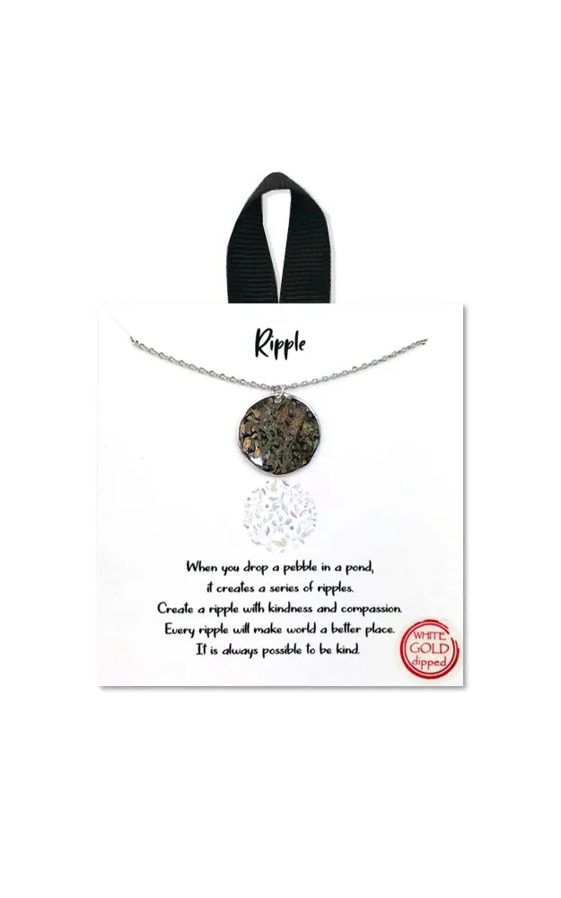 BJNA027RH Rhodium "Ripple" Disk Pendant Necklace