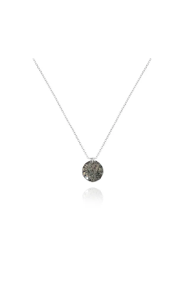 BJNA027RH Rhodium "Ripple" Disk Pendant Necklace