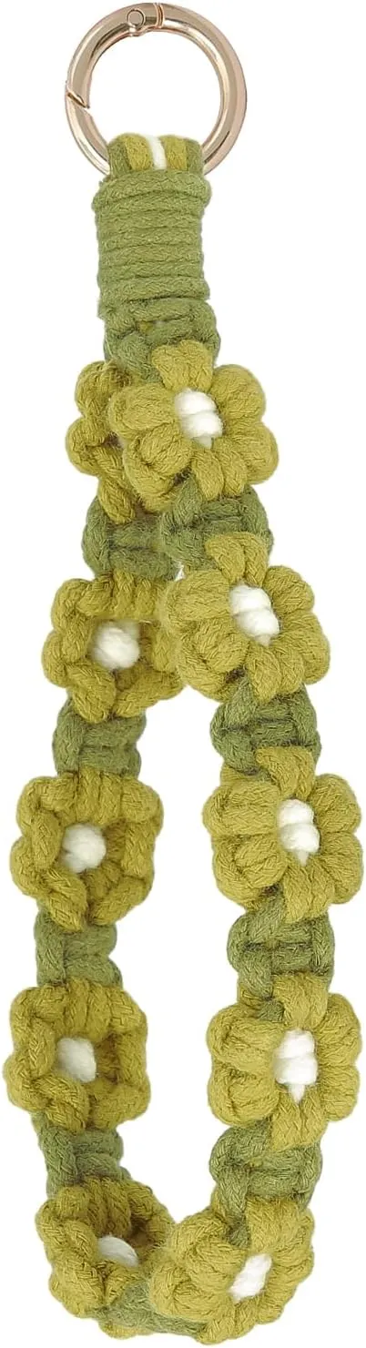 Boho Macrame Keychain Wristlet Keychain Weave Exquisite Keyring Holder Bracelet Handmade Wrist Lanyard for Women