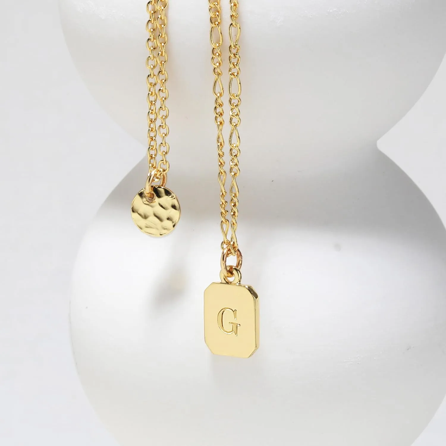 BONALUNA Gold Initial Necklaces for Women, Dainty New Octagon Pendant with A-Z Letter, Adjustable 2 Layered Chain Necklace - Personalized Monogram Layered Jewelry, Perfect for Gifts