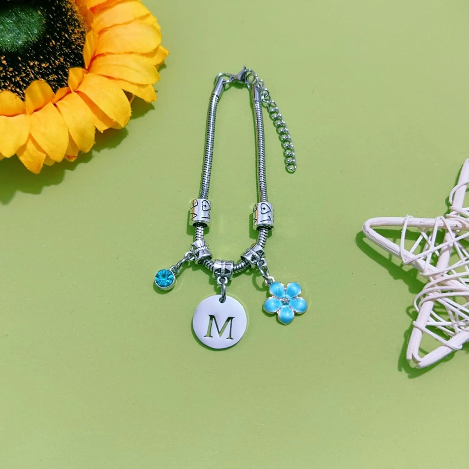 Bracelet Gift,Funny 26 Letter Initial A-Z Silver Bracelet For Women Lady Daughter Mom Sisters Friends Colleague Birthday Christmas Reminder Jewelry for Women Bangle
