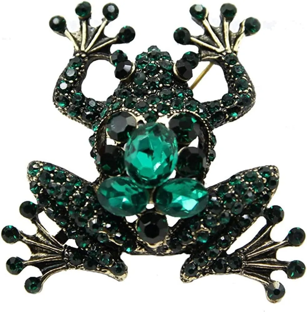 Brooch Lapel Pins, Retro Women Frog Shape Bling Brooch Pin Jewelry Jeans Jacket Decor For Diy Clothing Bags Backpacks Jackets Hat