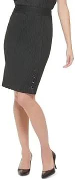 Calvin Klein Womens Pinstripe Pencil Skirt Charcoal/Black 12