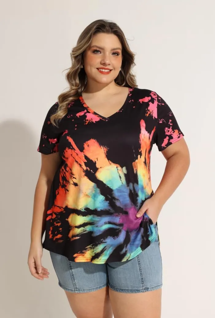 CARCOS Womens Plus Size Tops Short Sleeve Shirts V Neck Tunic Floral/Aniaml Blouses XL-5X