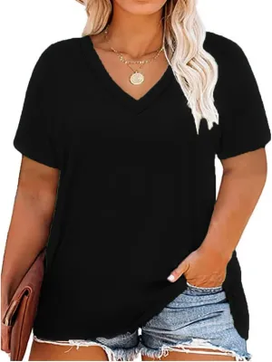 CARCOS Womens Plus Size Tops Short Sleeve Shirts V Neck Tunic Floral/Aniaml Blouses XL-5X
