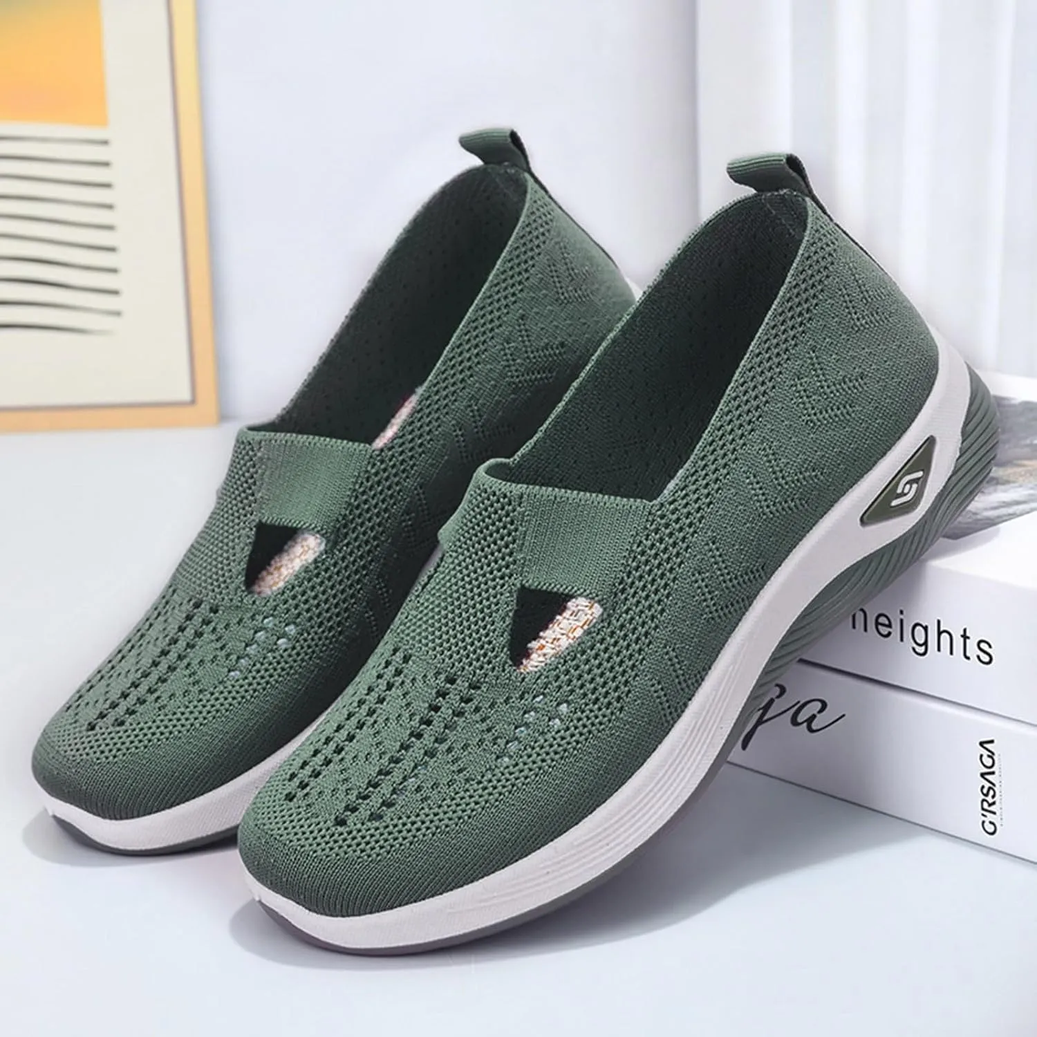Cathalem Orthopedic Shoes for Women Go Walking Slip on Diabetic Foam Shoes Hands Free Slip in Sneakers Arch Support