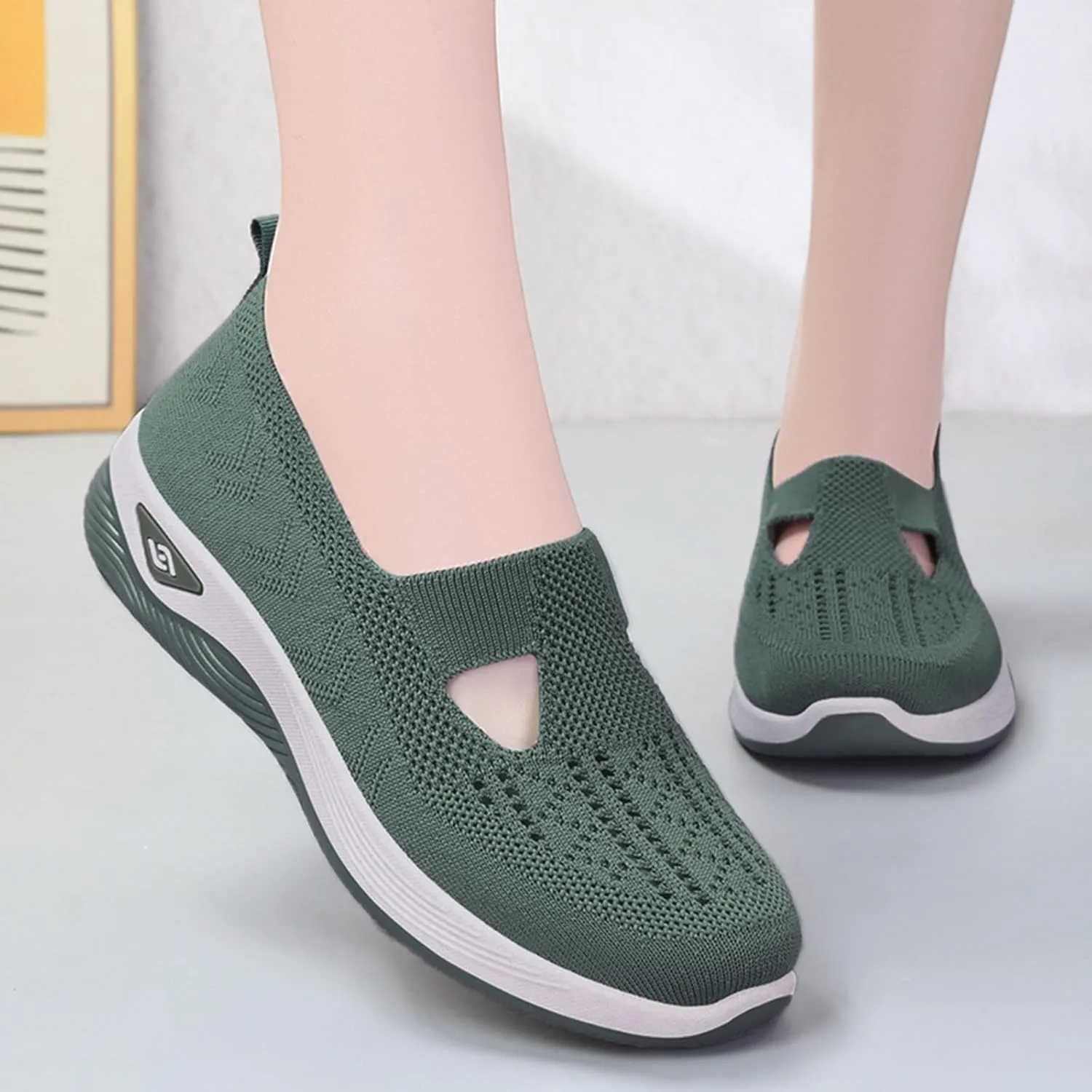 Cathalem Orthopedic Shoes for Women Go Walking Slip on Diabetic Foam Shoes Hands Free Slip in Sneakers Arch Support