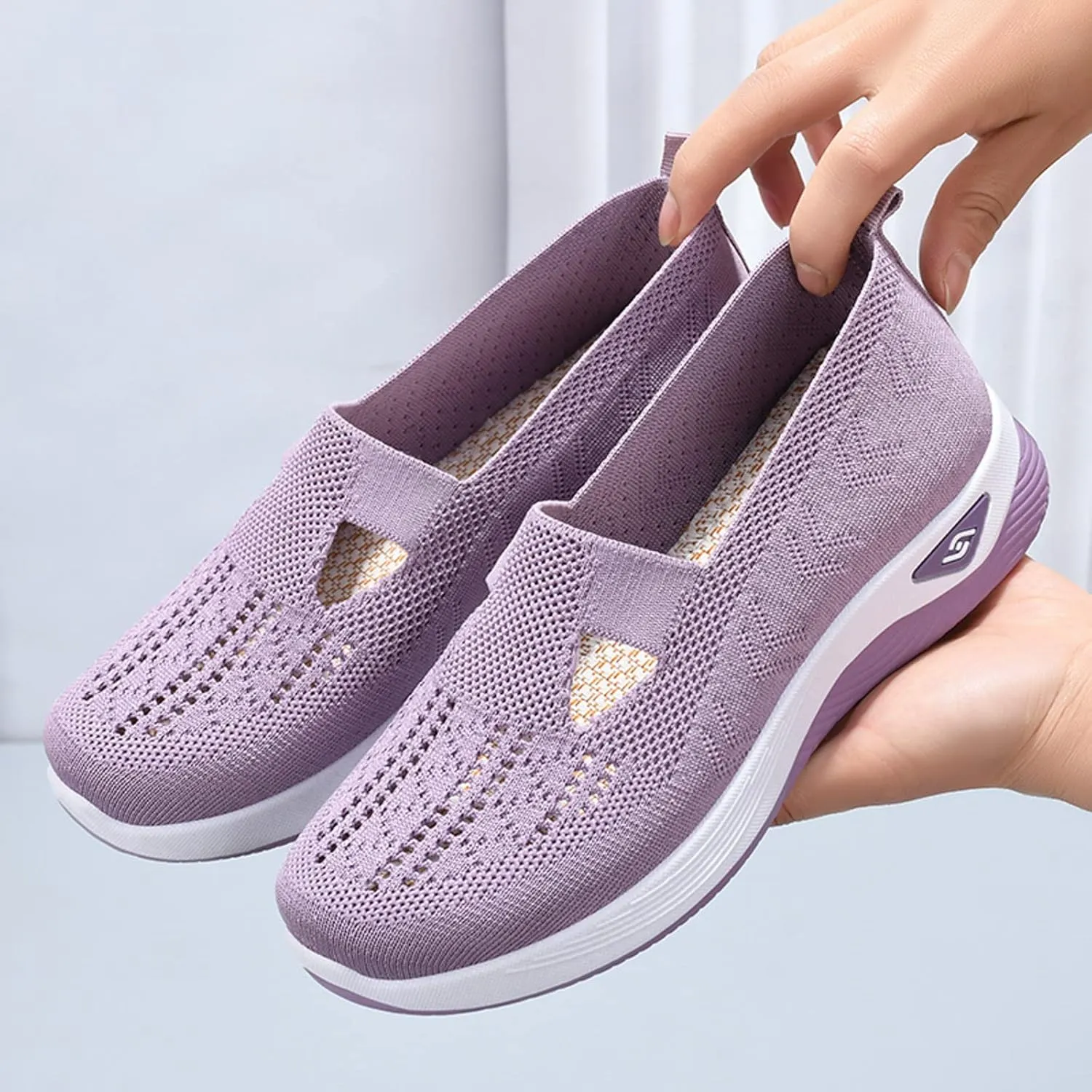 Cathalem Running Shoes for Women Walking Slip on Diabetic Foam Shoes Hands Free Slip in Sneakers Arch Support