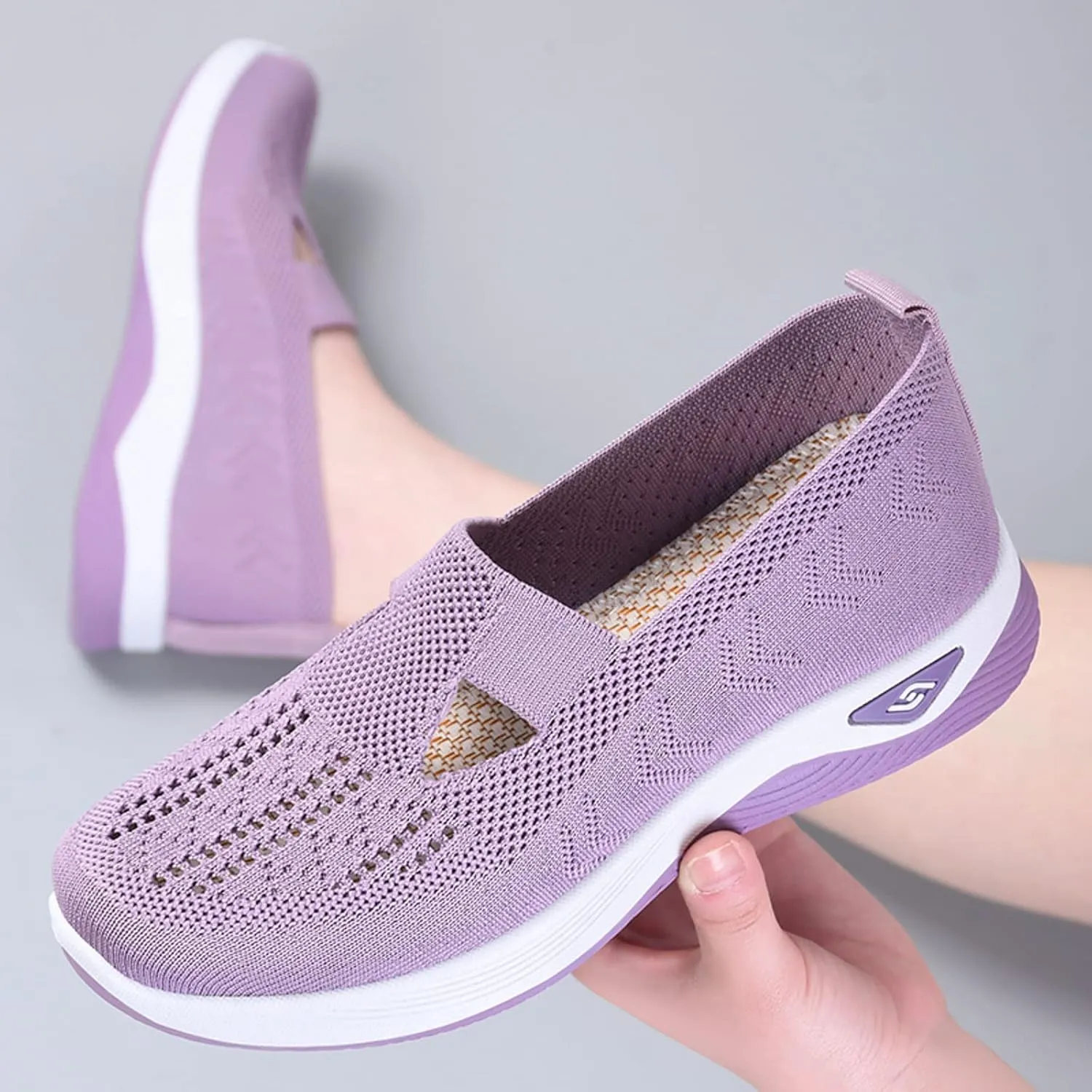 Cathalem Running Shoes for Women Walking Slip on Diabetic Foam Shoes Hands Free Slip in Sneakers Arch Support