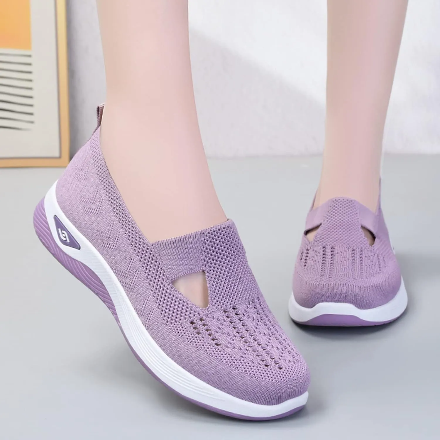 Cathalem Running Shoes for Women Walking Slip on Diabetic Foam Shoes Hands Free Slip in Sneakers Arch Support