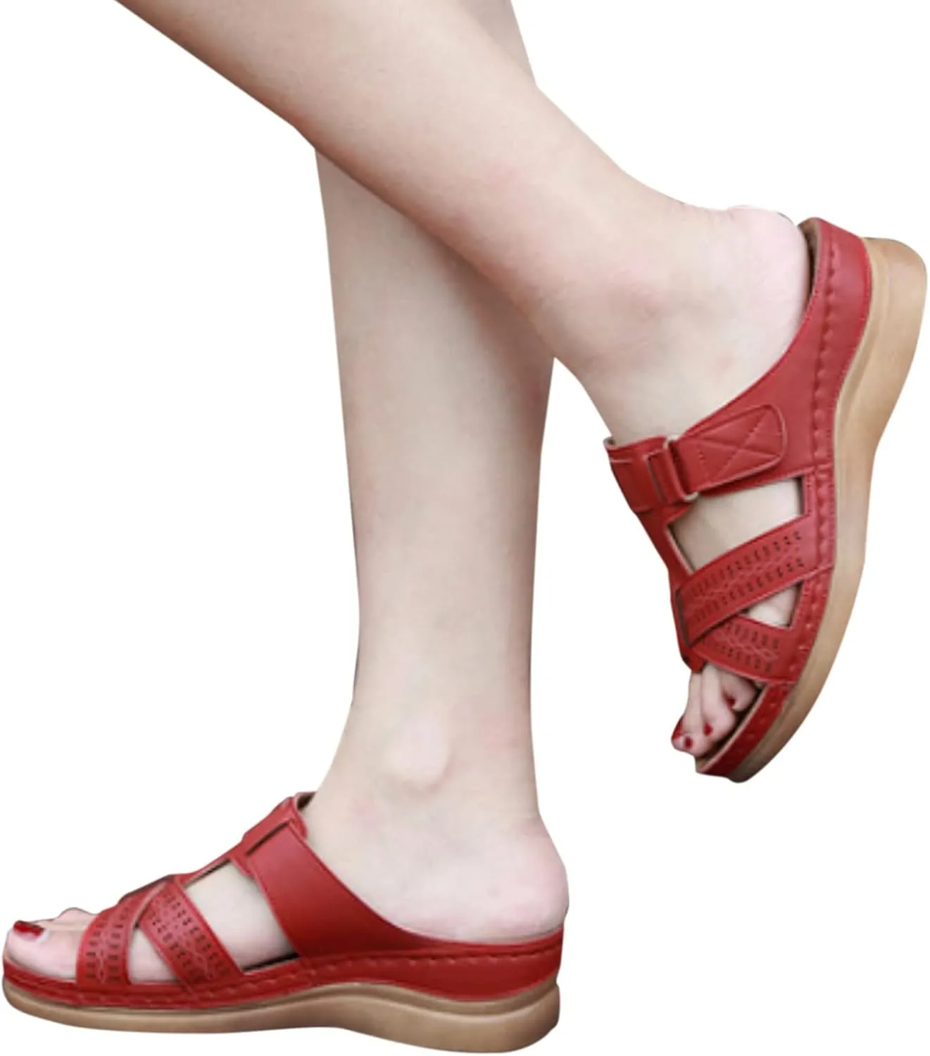 Cathalem Sandals for women 2024, Womens Orthopedic Wedge Heel Slip On Open Toe Mules Summer Sandals Shoes