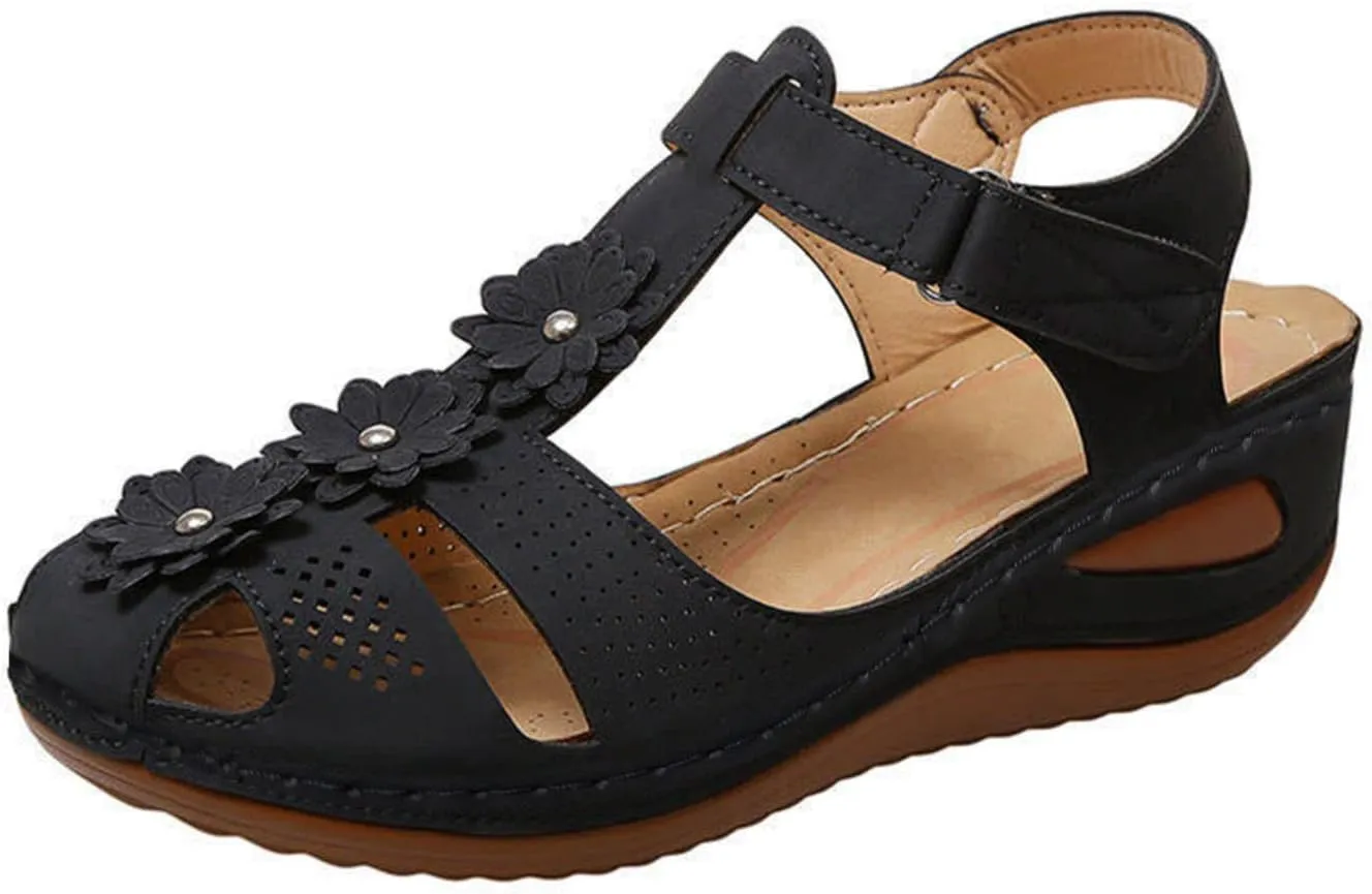 Cathalem Sandals for Women Summer Dressy,Comfortable Close Toe Sandals Platform Wedge Sandals Slip on Shoes Beach Outdoor Shoes