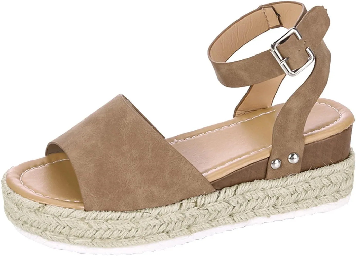 Cathalem Summer Sandals for Women 2024 Buckle Ankle Strap Open Toe Platform Sandals Casual Sandals Comfortable Wedge Sandals