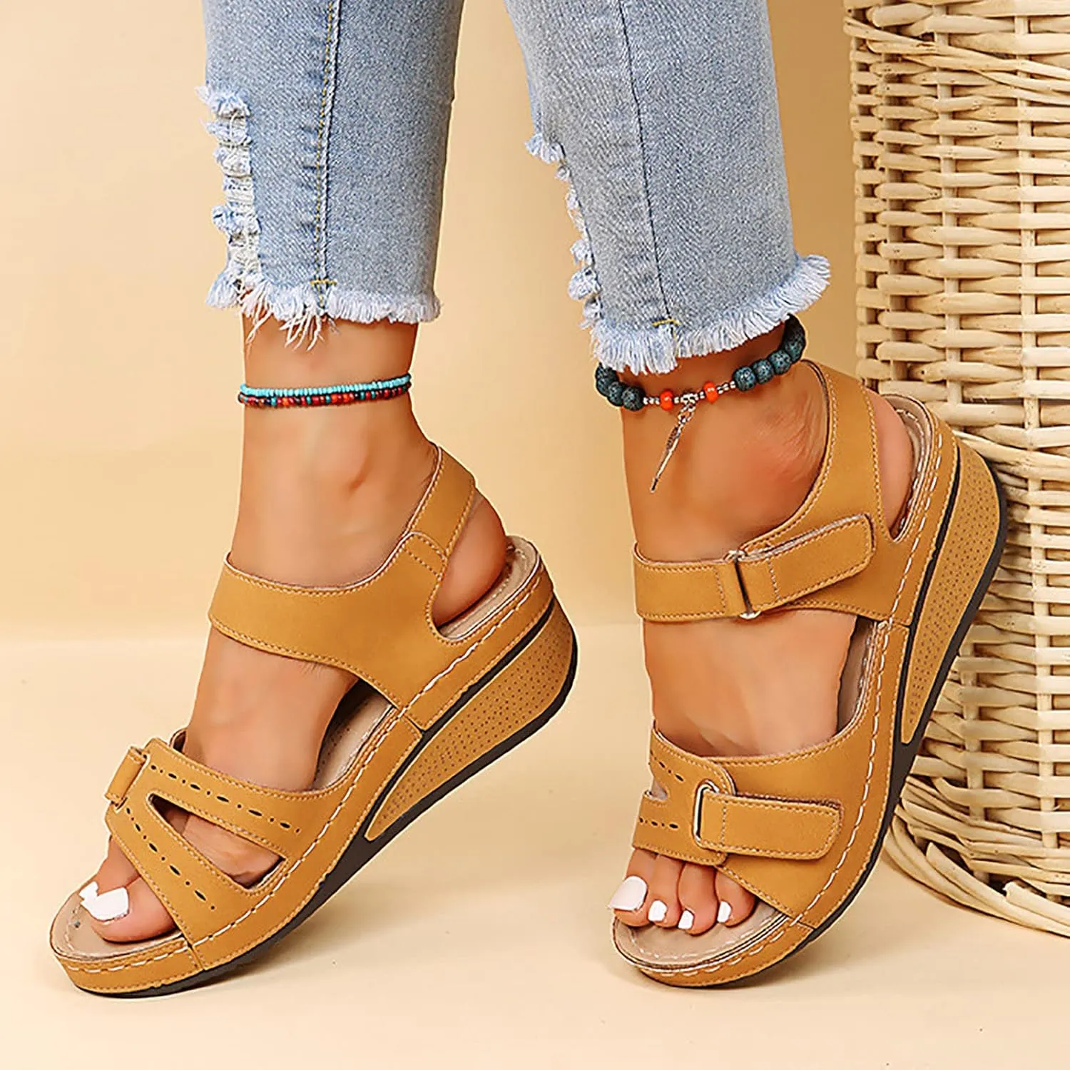 Cathalem Summer Sandals for Women 2024 Dressy Summer Womens Comfortable Walking Sandals Fashion Orthotic Slides