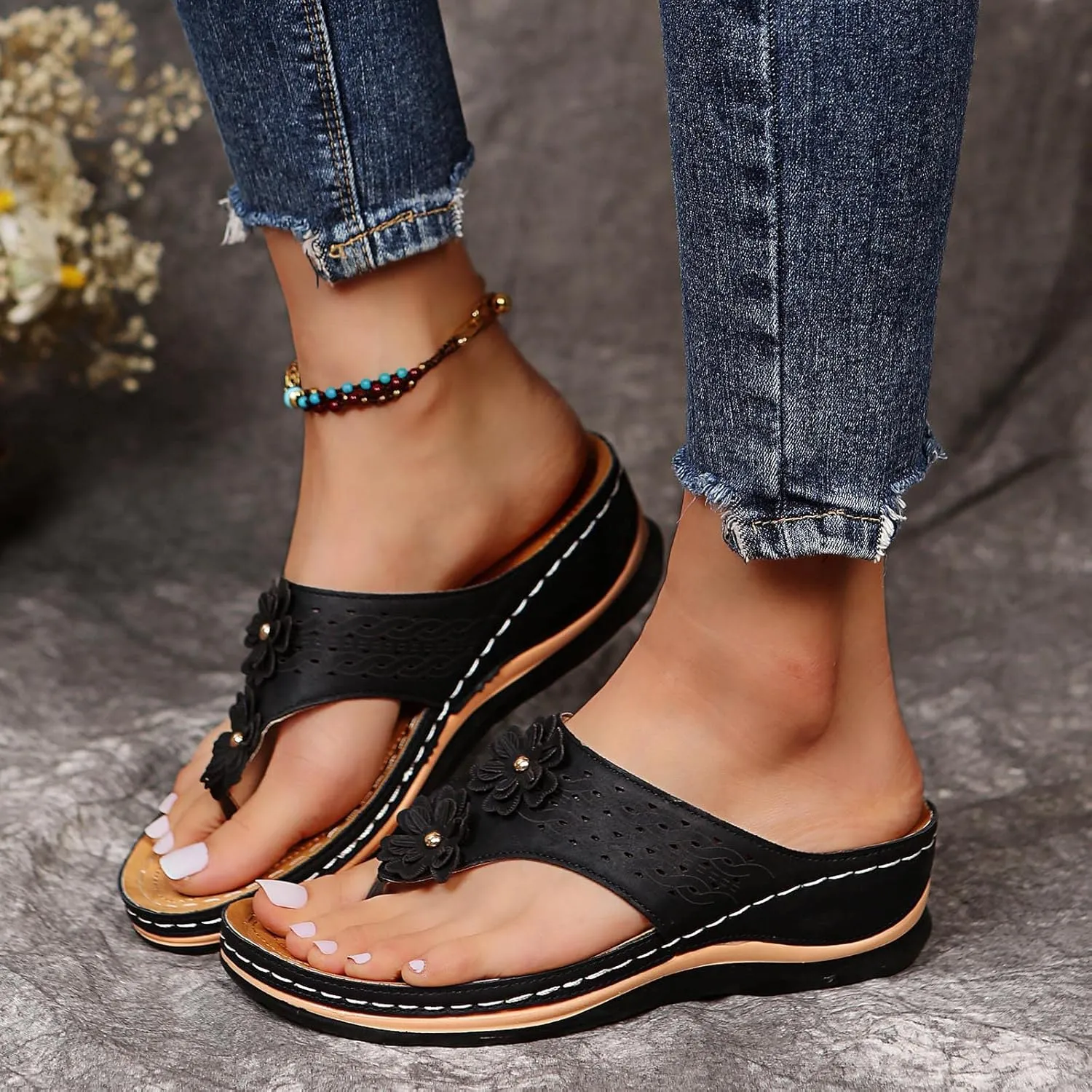 Cathalem Summer Sandals for Women 2024 Open Toe Ankle Strap Platform Sandals Casual Strappy Low Wedges Sandals Beach Sandals