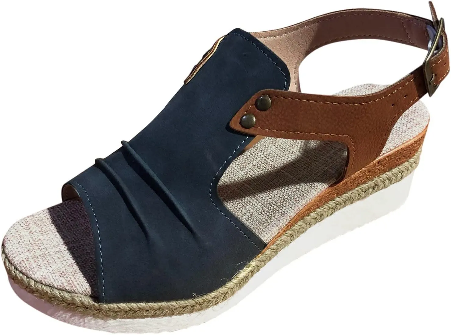 Cathalem Summer Sandals for Women 2024 Open Toe Ankle Strap Wedge Heels Sandals Platform Sandals Comfortable Slip on Sandals