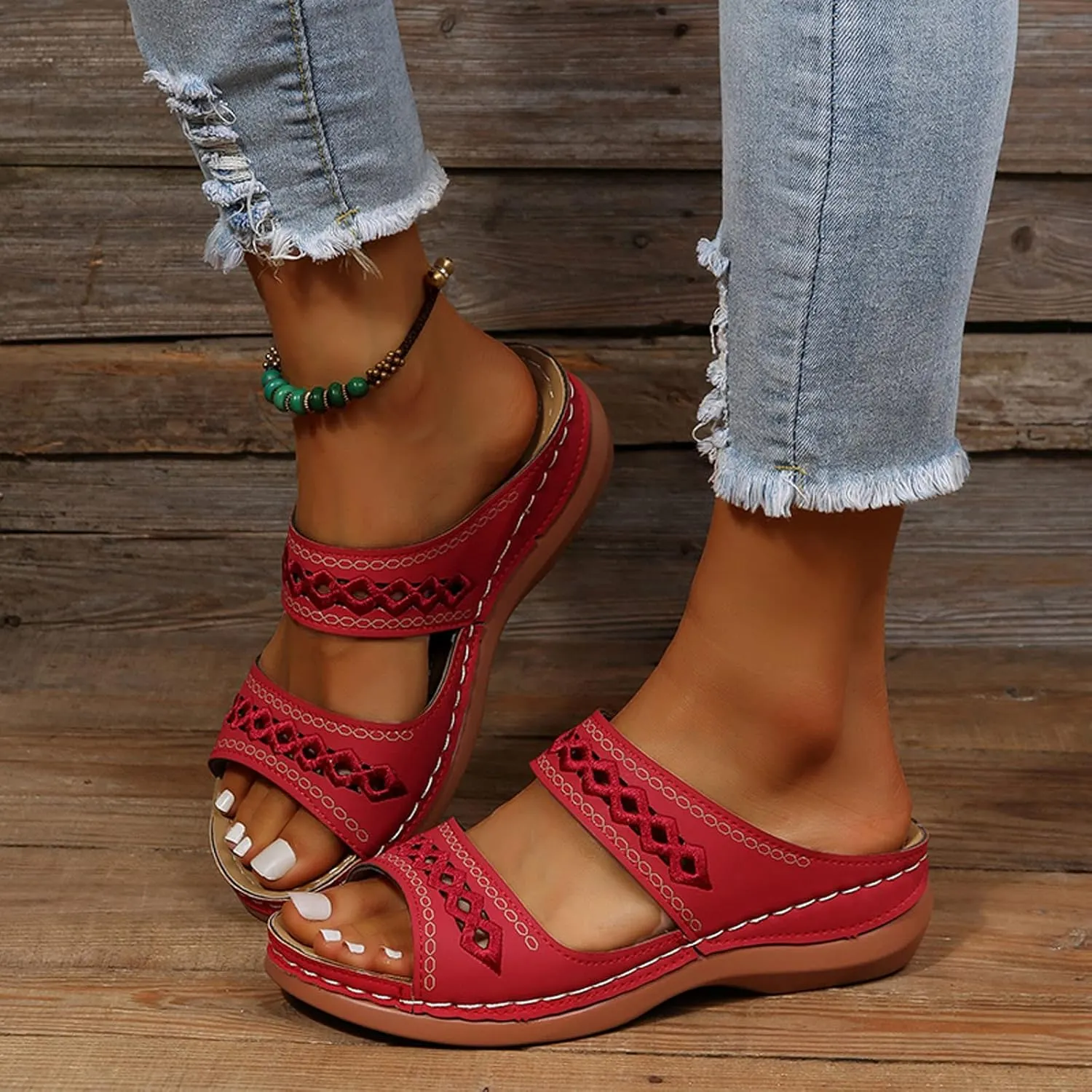 Cathalem Summer Sandals for Women 2024 Orthopedic Sandals Womens Walking Sandals with Arch Support Casual Flip Flops