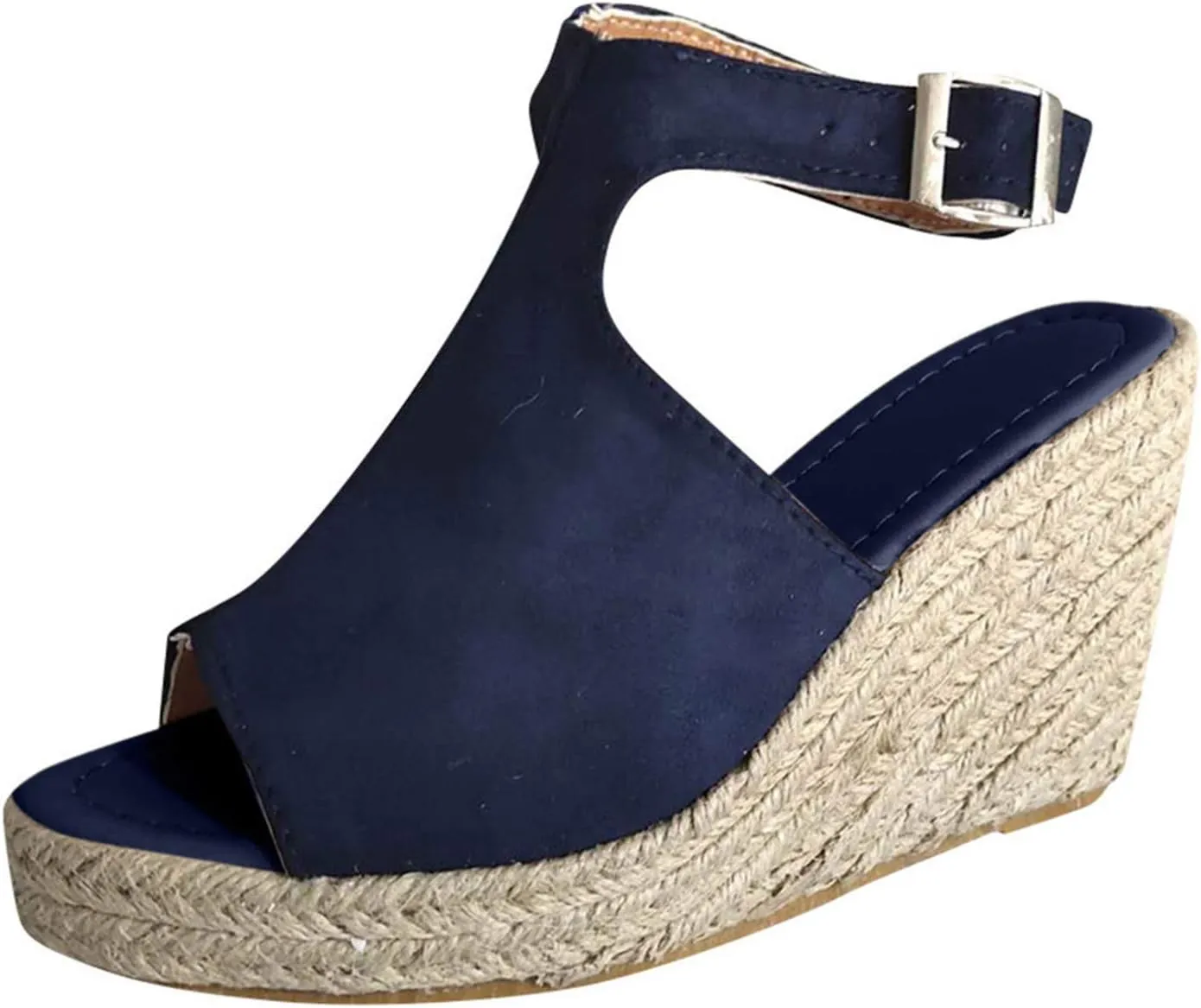 Cathalem Wedge Sandals for Women Buckle Ankle Strap Open Toe Sandals Dressy Summer Casual Sandals Comfortable Platform Shoes for Outdoor