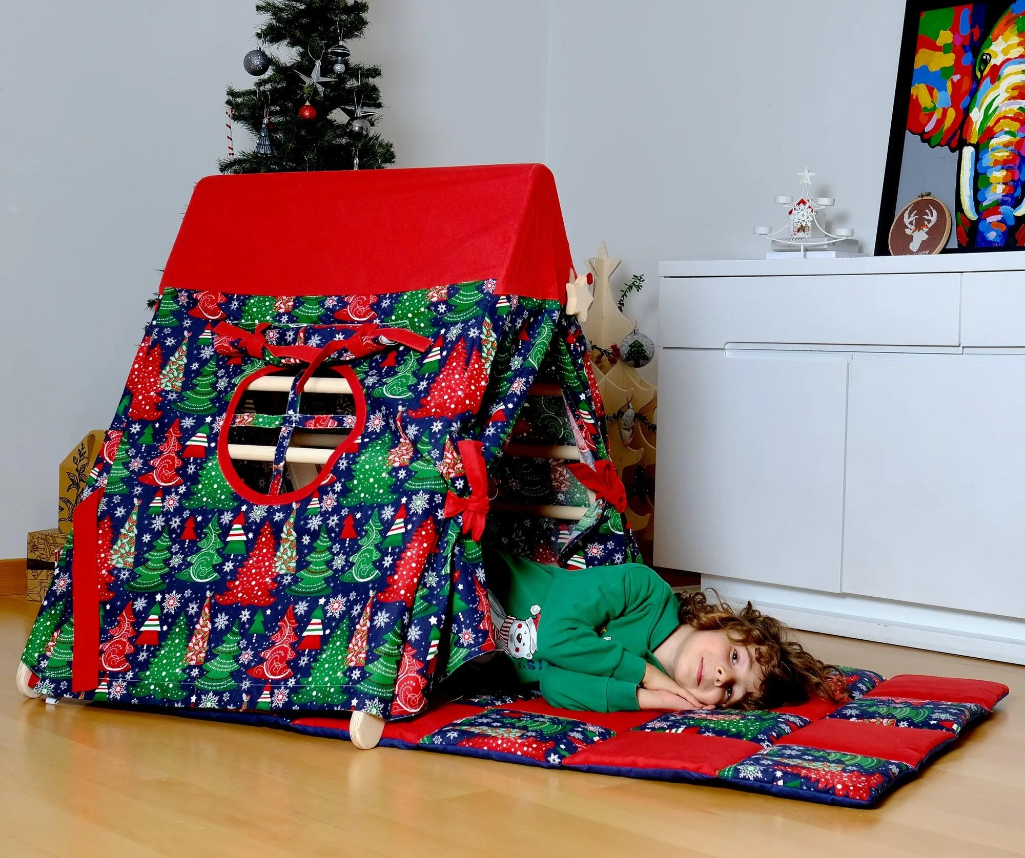 Christmas Play Tent and Play Mat for Climbing Triangle