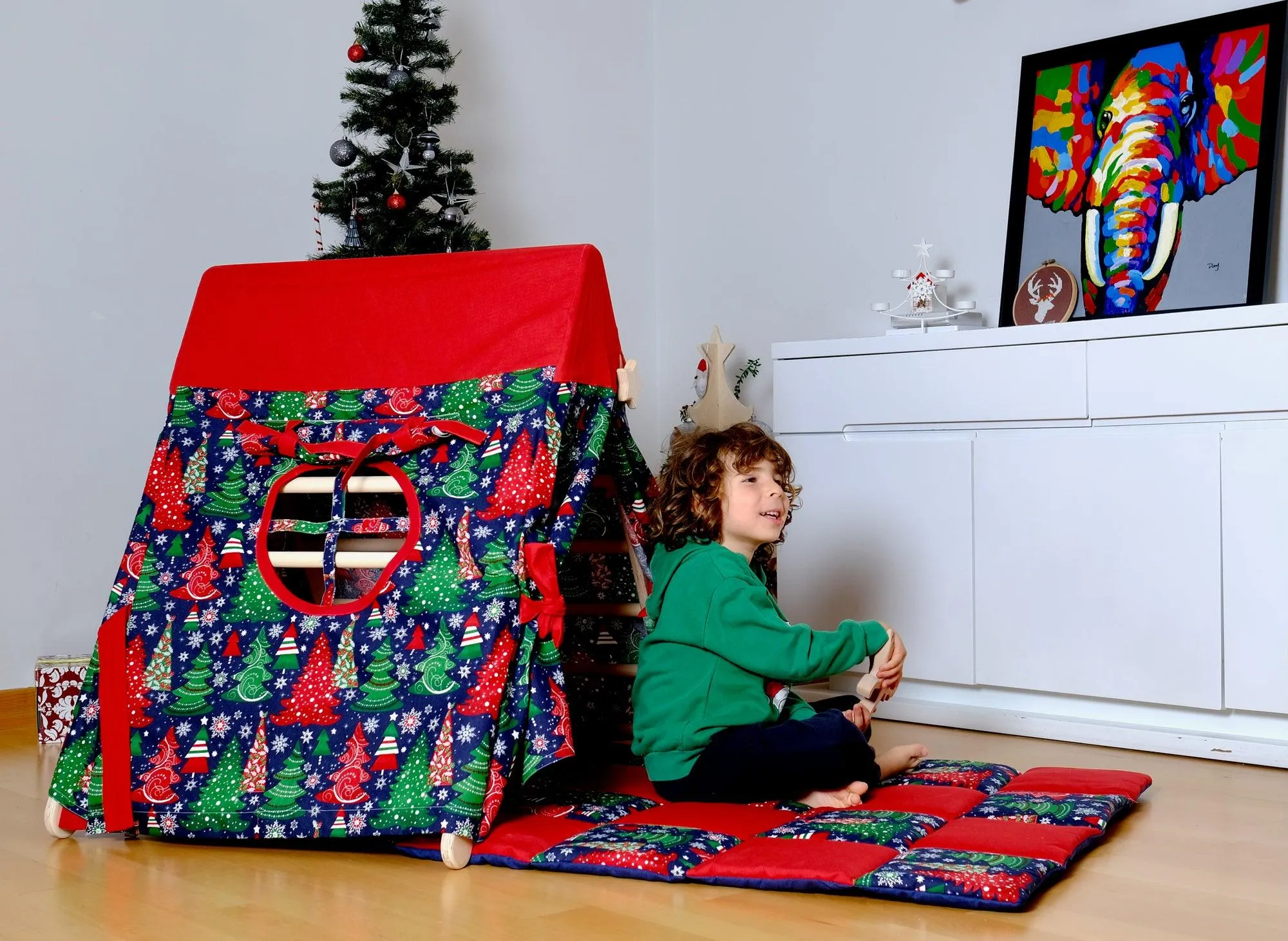Christmas Play Tent and Play Mat for Climbing Triangle