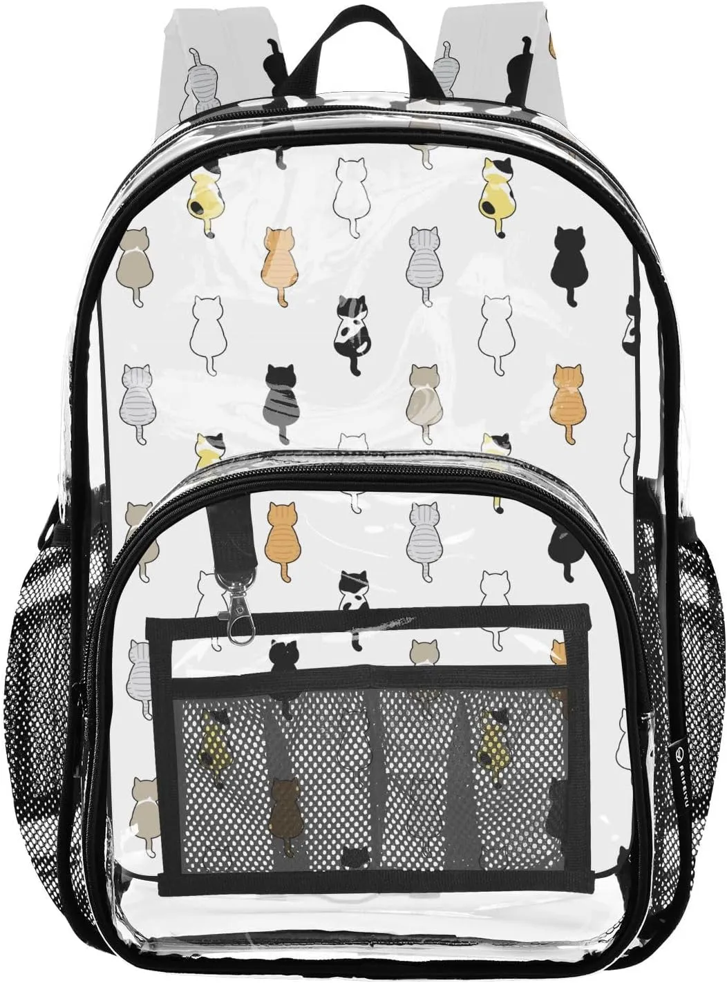Clear Backpack Heavy Duty 15.7 Inch Cats Back Clear Bookbag See Through Backpack Large Bag for Stadium Approved for College School Work Concert