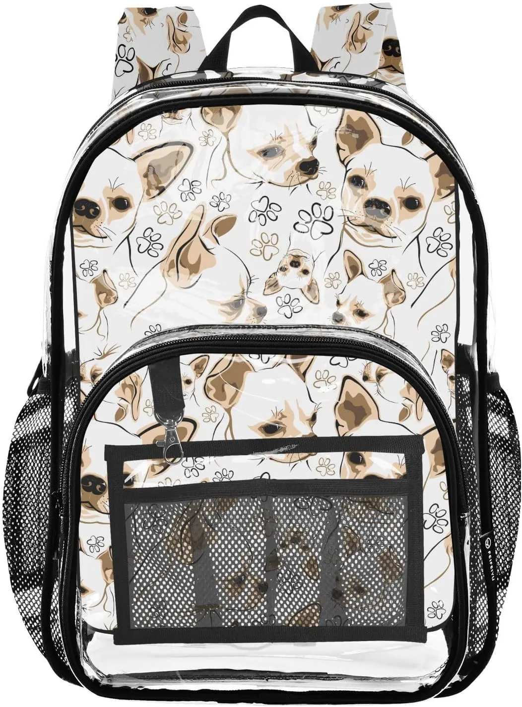 Clear Backpack Heavy Duty 15.7 Inch Dogs Paw See Through Backpack Clear Bag Large Bookbag for Stadium Approved for Work Concert School College