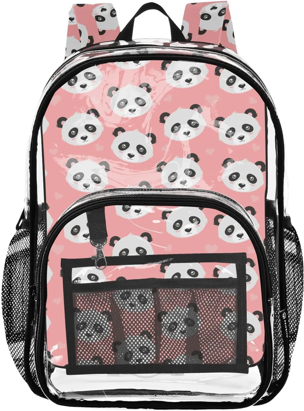 Clear Backpack Heavy Duty 15.7 Inch Panda Face Clear Bookbag See Through Bag Large Backpack for Stadium Approved for Work Concert School College